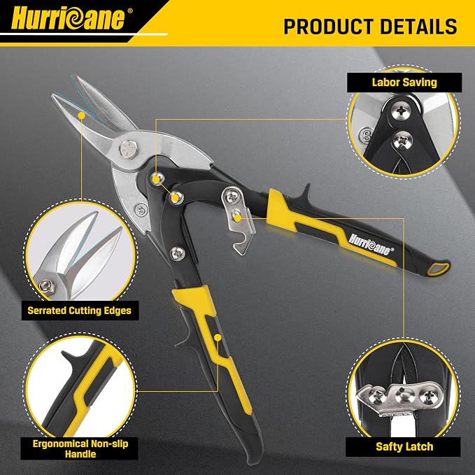 HURRICANE 10 Inch Aviation Tin Snips, Cr-Mo Aviation Snips - Image 2