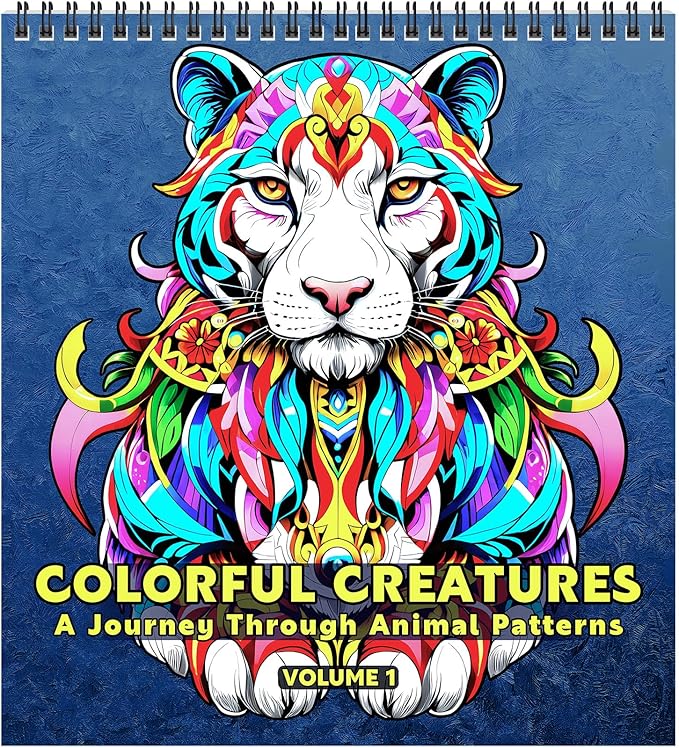 FUNLAVIE Adult Coloring Book – Mandala Animal Designs, Spiral Bound Premium by FUNLAVIE