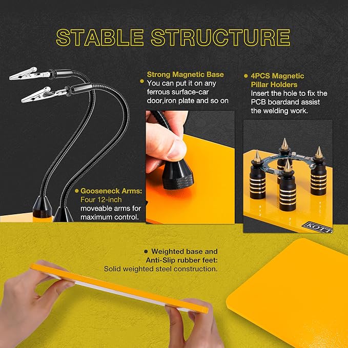 KOTTO Helping Hands Soldering, Third Hand Soldering Tools PCB Holder Four Arms - Image 2