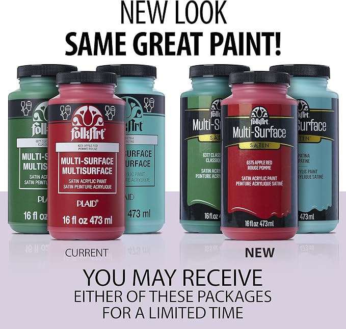 FolkArt Multi-Surface Satin Acrylic Paint in Assorted Colors, 16 oz, Pure Black - Image 2
