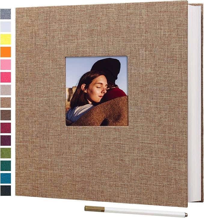 potricher Large Photo Album Self Adhesive 3x5 4x6 5x7 8x10 10x12 Pictures Linen by potricher