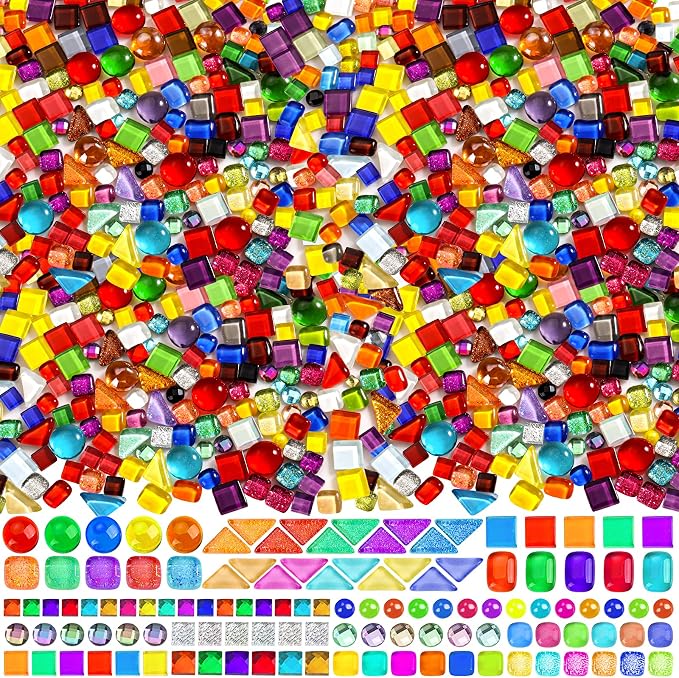 3200 Pcs Colorful Irregular Crystal Mosaic Tiles, 6.6lb Tiny Mosaic Tile DIY by UZLUbuywithconfidence