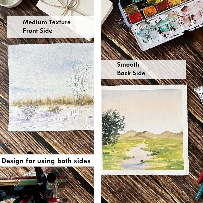 Deckle Edge Watercolor Paper, 100% Cotton, 140 LB, 300 GSM, 30 Sheets Mixed - Image 9