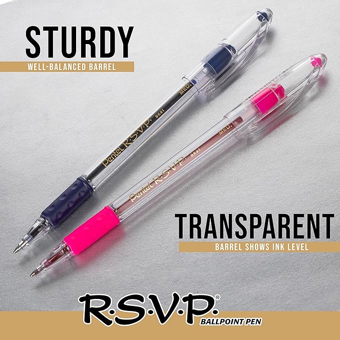 Pentel RSVP Ballpoint Pen, Fine Line, Box of 12 - Image 7