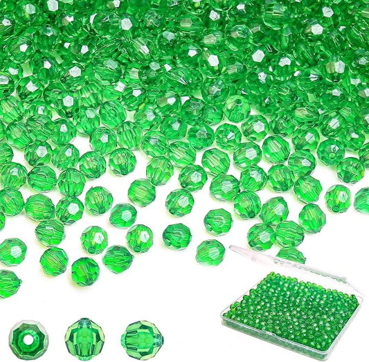 BONNY BOXX 500pcs 8mm Acrylic Faceted Round Crystal Beads Transparent Deep by BONNY+BOXX