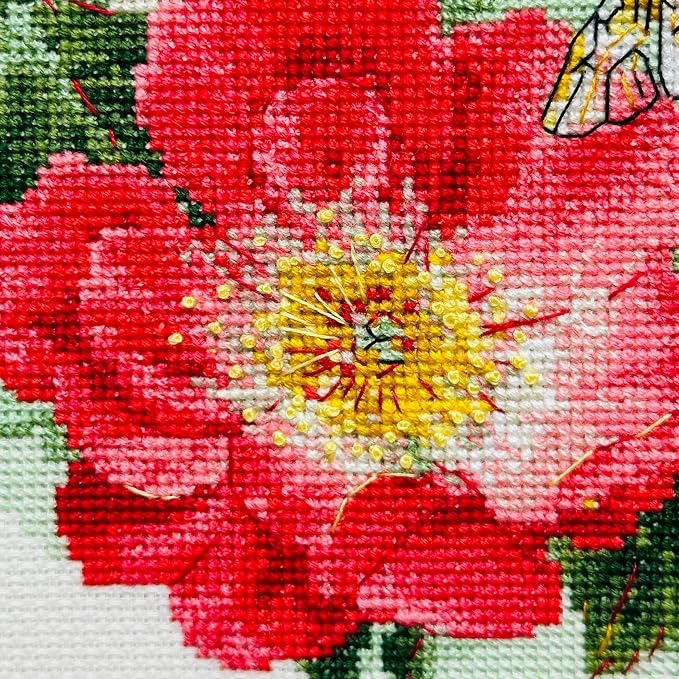 RIOLIS - Furry Bumblebee 2210, Animals Cross Stitch Kits 6"x6", Flowers Cross - Image 5