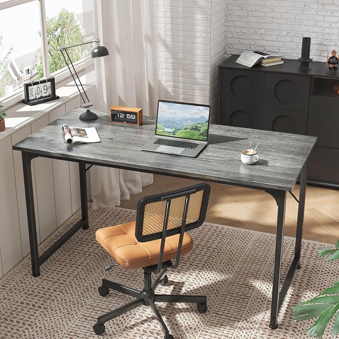 Huuger Computer Desk, 55 Inch Home Office Desk, Gaming Writing Work from Home - Image 7