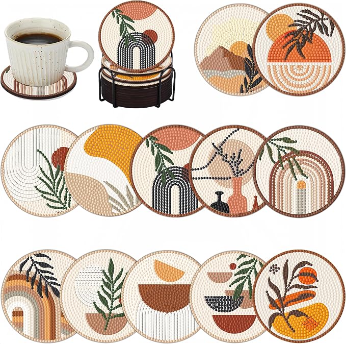 Bulerrylulu 12 Pcs Boho Diamond Painting Coasters Kits by Bulerrylulu
