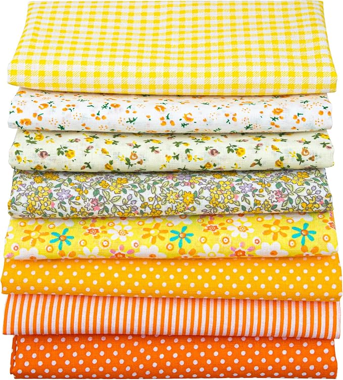 Aubliss 8pcs Fat Quarter Fabric Bundles Quilting Cotton Craft Fabric Pre-Cut by Aubliss
