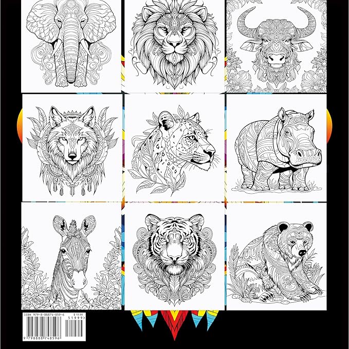 FUNLAVIE Adult Coloring Book – Mandala Animal Designs, Spiral Bound Premium - Image 2