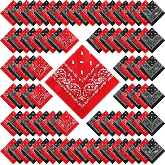 100 Pack Bandanas Unisex Paisley Bandanas Bulk Multi Purpose Cowboy Head Wrap by Handepo