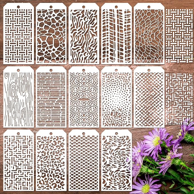 14 Pieces for Crafts Stencils Texture Stencils for Painting Reusable Art Deco by Unknown