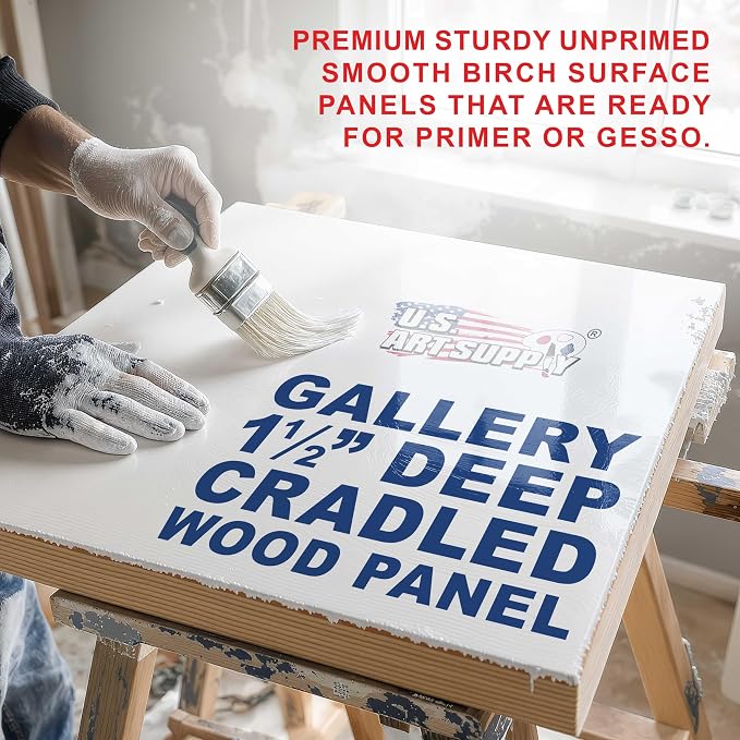 U.S. Art Supply 24" x 48" Unfinished Cradled Wood Panels - Image 3