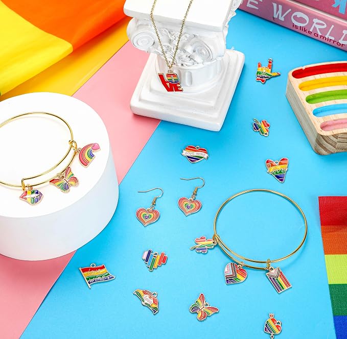MARFOREVER 40Pcs/20 Pairs Pride Charms, Rainbow Charms - Image 5