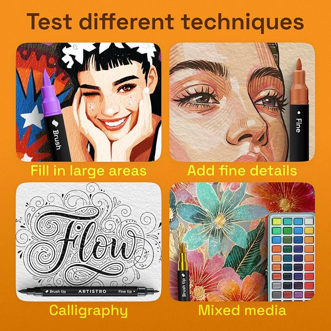ARTISTRO Acrylic Glass Markers for Wine Glasses and Drinkware, Vibrant Dual Tip - Image 6