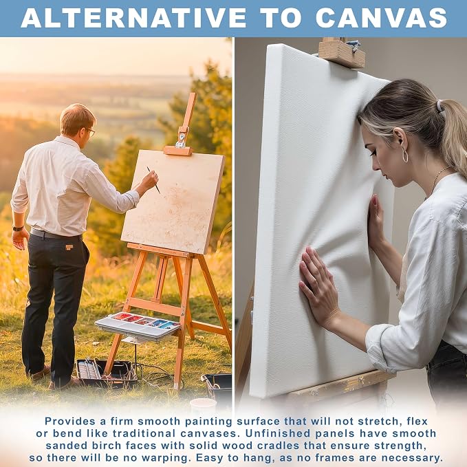 U.S. Art Supply 09" x 12" Unfinished Cradled Wood Panels - Image 4