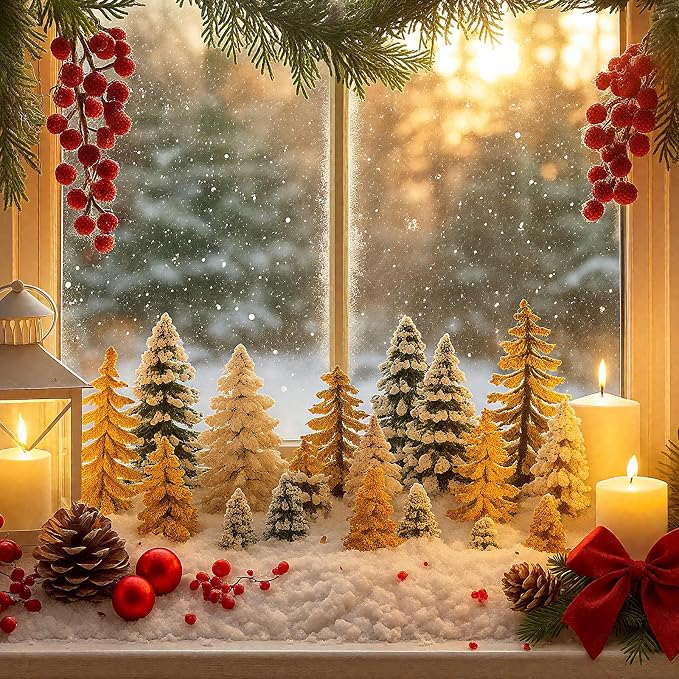 Skylety 35 Pieces Model Trees 6.3-1.2 Inch Mixed Miniature Trees Diorama - Image 5