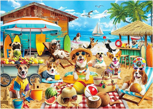 BenBen Puzzles for Adults 1000 Pieces, Dogs on Vacation, Funny Dog Jigsaw by WelcometoBenBen