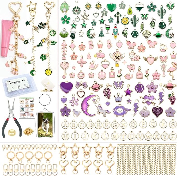 Kupor 342Pcs DIY Keychain Making Kit – 25 Keychains, Storage Box & Instruction by Unknown