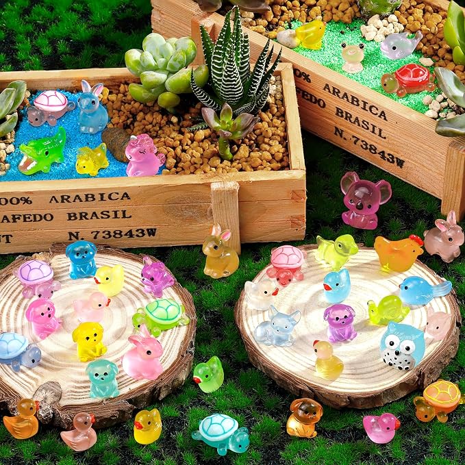 80 Pcs Luminous Mini Resin Animals 80 Styles Tiny Little Glow in The Dark - Image 6