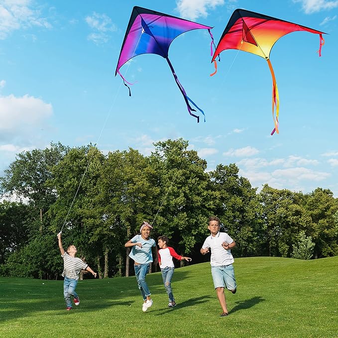 JOYIN 3 Packs Large Delta Kite Gradient Rainbow, Large Delta Beach Kite - Image 4
