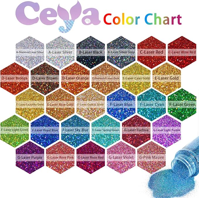 Ceya 3.8oz/ 110g Holographic Ultra Fine Glitter Powder Laser Sky Blue Glitter - Image 3