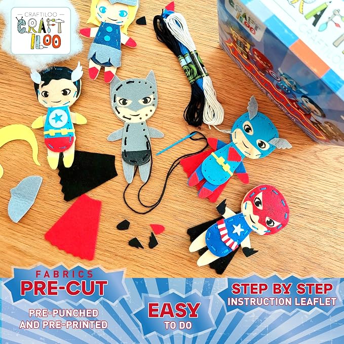Superhero Sewing Kits for Little Kids 5 Easy Projects for Children Beginners - Image 2