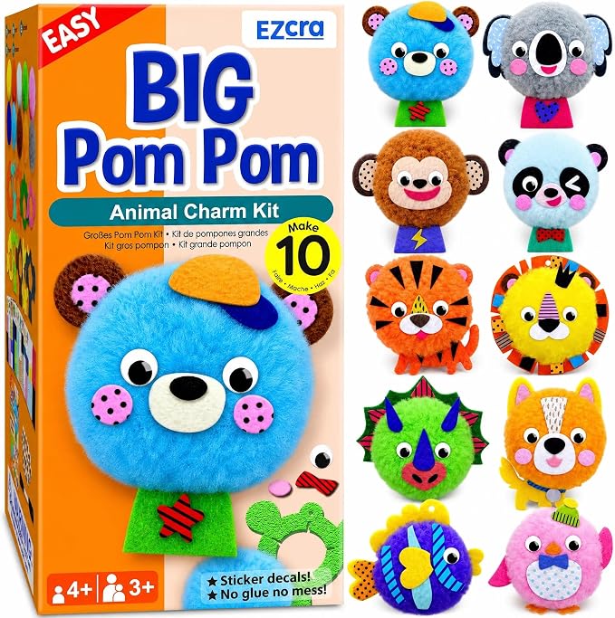 EZCRA Pom Pom Animal Craft Kit by EZCRA
