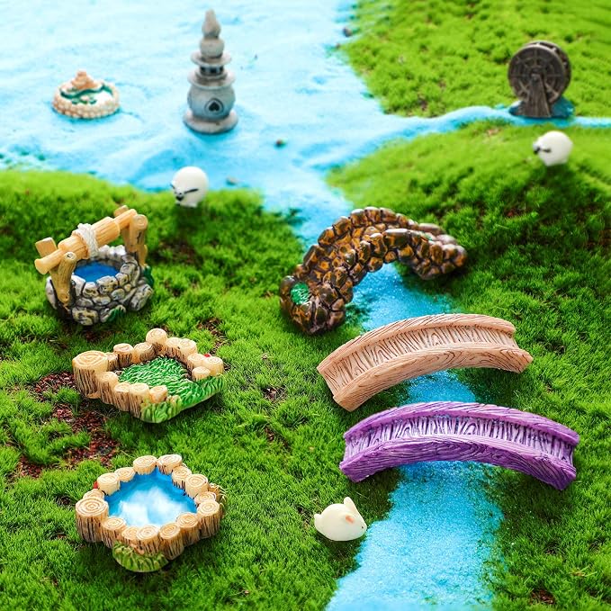 Jetec 12 Pcs Mini Fairy Garden Accessories Miniature Tiny Stone Bridge Mini - Image 3