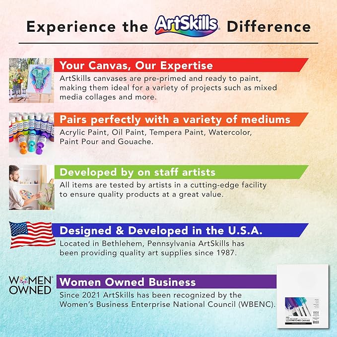 ArtSkills Stretched Canvas for Painting, 11x14 Canvas, Premium Wood Frame - Image 2