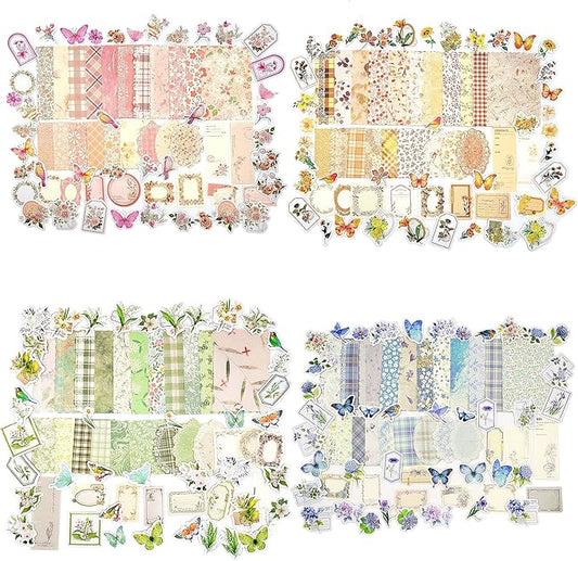 Vintage Floral Scrapbook Paper & Journaling Stickers Assorted Set by DecorateYourWorld