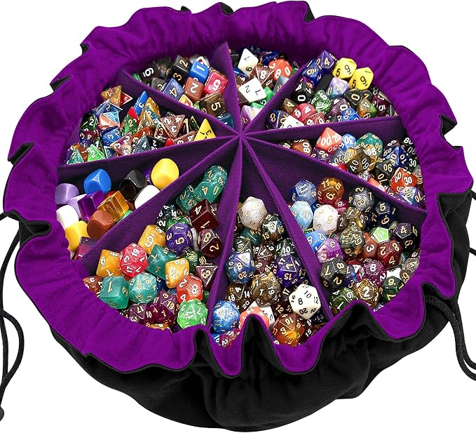 SIQUK Large Dice Bag with Pockets Drawstring Dice Bag DND Dice Storage Bag Big by SIQUK