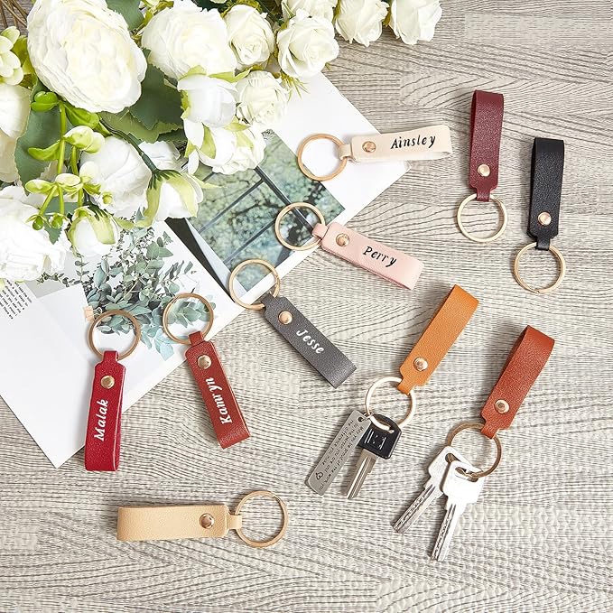 Wavyknot 50 Pcs PU Leather Keychain Blanks Bulk Laser Engraving Blanks Keychain - Image 3