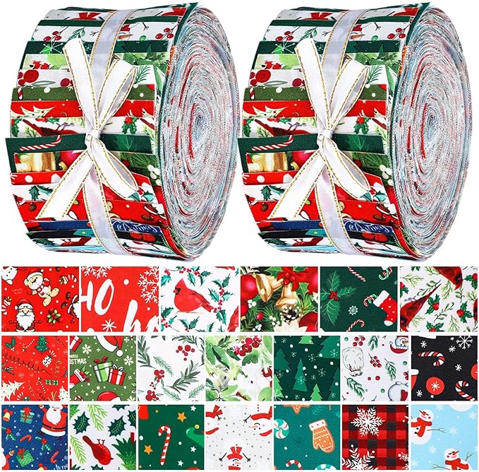 Hosuly 40 Pcs Christmas Fabric Jelly Fabric Quilting Patchwork Roll Red and by Hosuly