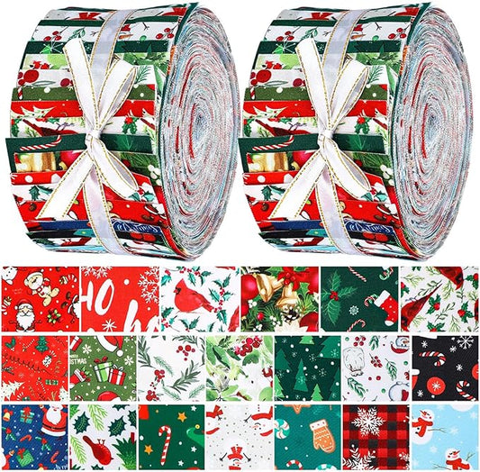 Hosuly 40 Pcs Christmas Fabric Jelly Fabric Quilting Patchwork Roll Red and by Hosuly