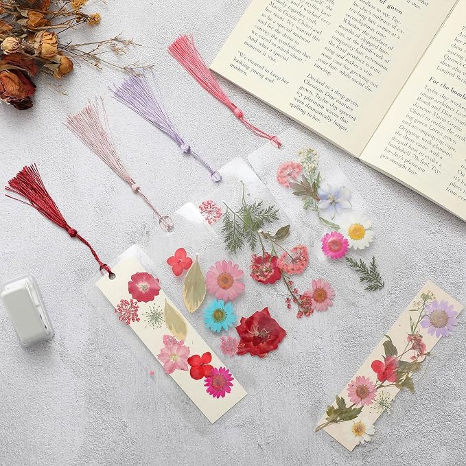 Fuyoooo 376 Pcs Pressed Flowers Bookmark Making Kit, DIY Bookmark Laminating - Image 5