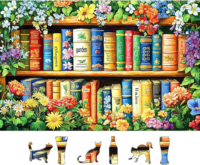 MINIWAN Wildflowers Vintage Book 500 Piece Puzzle by MINIWAN