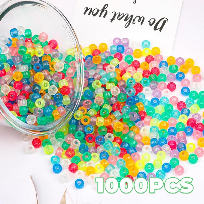1000Pcs Glow in The Dark Pony Beads 9mm Plastic Kandi Beads Bulk - Image 5