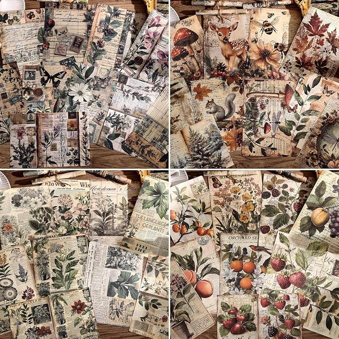 120 Sheets Vintage Botanical Scrapbook Paper Set, Journaling Scrapbooking - Image 2