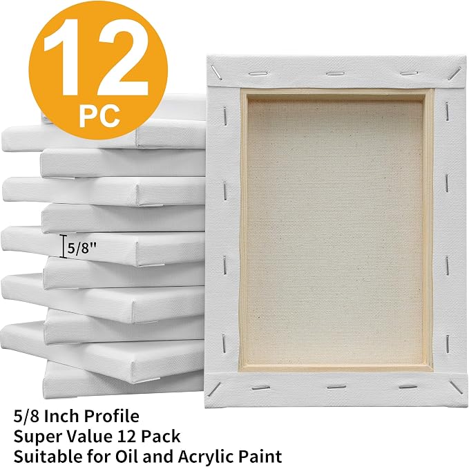 FIXSMITH Stretched Canvas- 6x8 Inch, Bulk Pack of 12, 100% Cotton, 5/8 Inch - Image 3