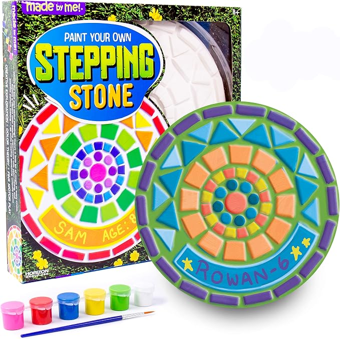 Made By Me Mosaic Stepping Stone, DIY Custom Name Garden Stone, Great Spring & by MadebyMe