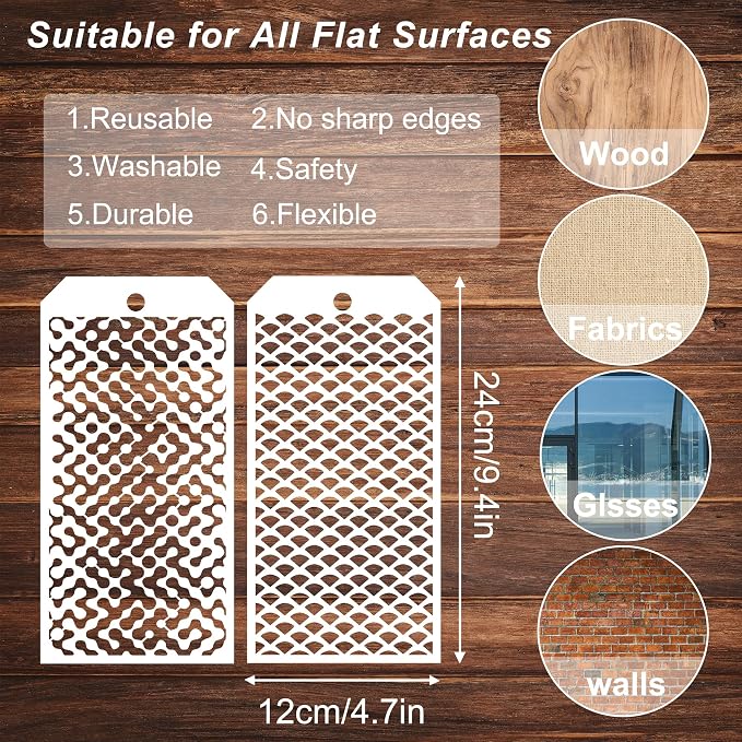 14 Pieces for Crafts Stencils Texture Stencils for Painting Reusable Art Deco - Image 2