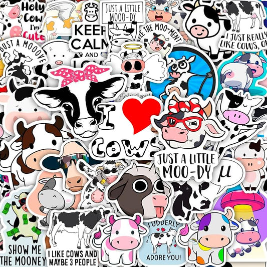 BulbaCraft 100Pcs Cow Stickers for Water Bottles, Laptop Decals, Cute Cow Gifts by BulbaCraft