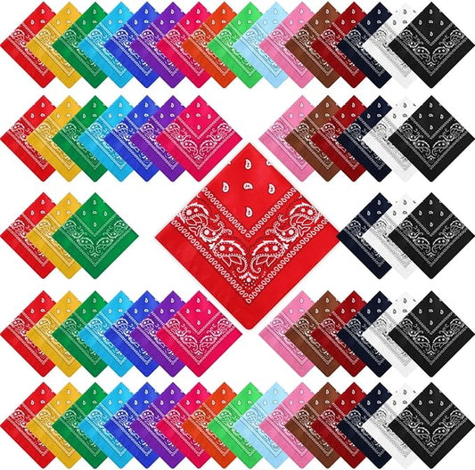 100 Pack Bandanas Unisex Paisley Bandanas Bulk Multi Purpose Cowboy Head Wrap by Handepo