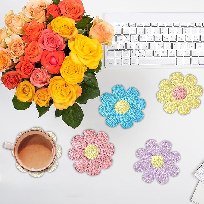 Bulerrylulu 6 Pcs Flower Diamond Painting Coasters Kits - Image 4