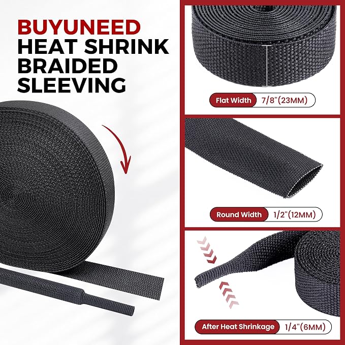 Braided Sleeving 2:1 Shrinkable Fabric Heat Shrink Tubing- Abrasion Protection - Image 2