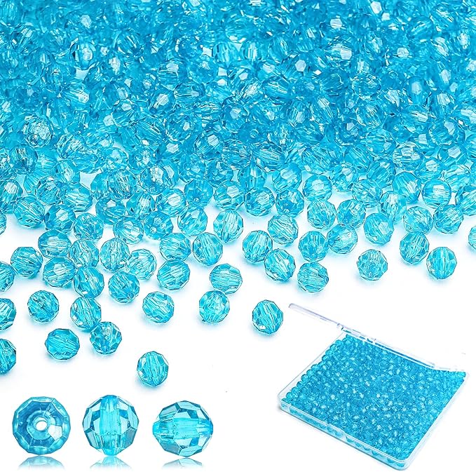 BONNY BOXX 2000pcs 4mm Acrylic Faceted Round Crystal Beads Transparent by BONNY+BOXX