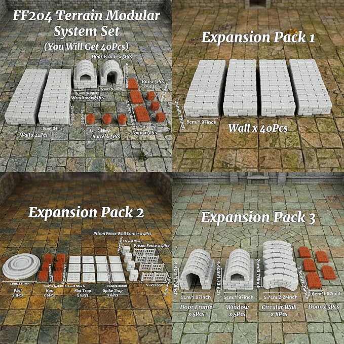 Dungeon Walls 40pcs 28mm Miniature RPG Terrain Modular System DND Terrain - Image 2