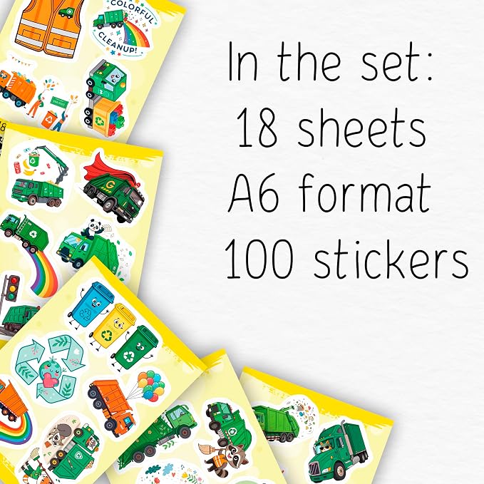 100Pcs Garbage Truck Stickers for Water Bottle, Laptop - Image 2