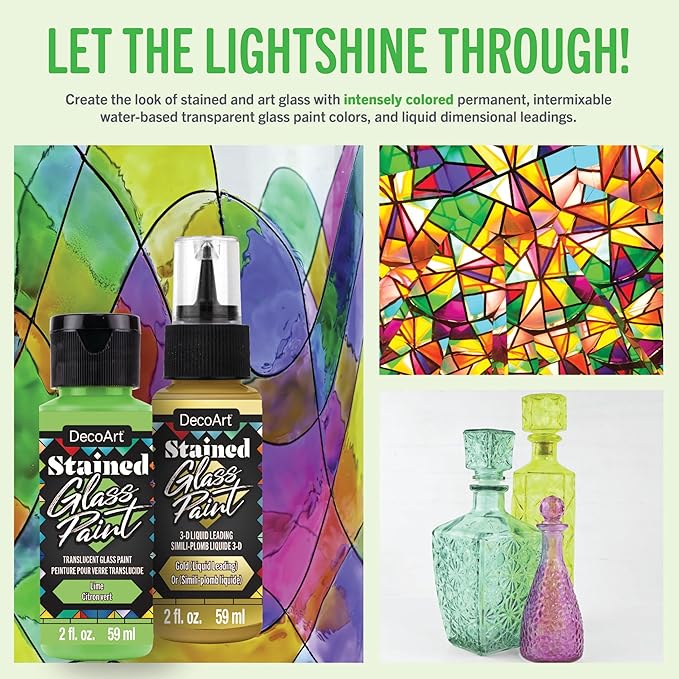 DecoArt Stained Glass Acrylic Paint Set – Cool Colors, Windows & Creative DIY - Image 3